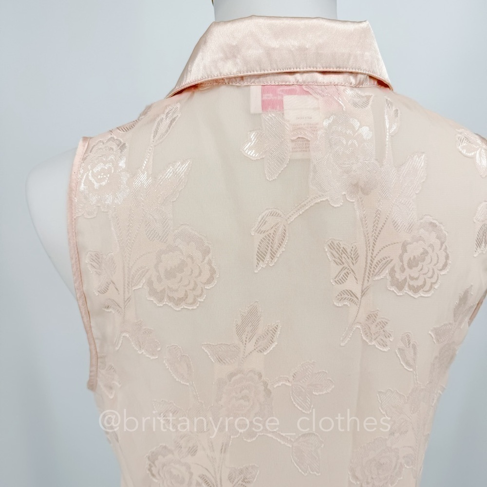 OSCAR DE LA RENTA Pink Label Vintage Sheer Floral Jacquard Pajama Top - Picture 4 of 6